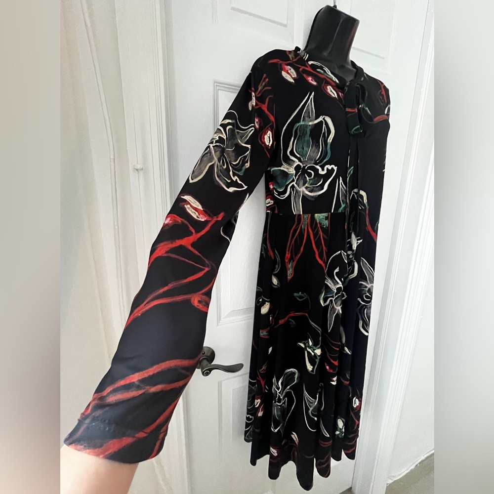 Zara Keyhole Midi Floral Dress size L - Picture 6 of 16